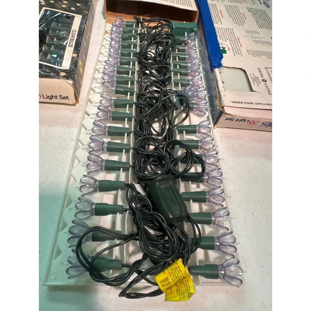 Vintage GE Petal Lights 35 Light Set StringA-Long Clear Bulbs Lot of 4 UXPL2-35C
